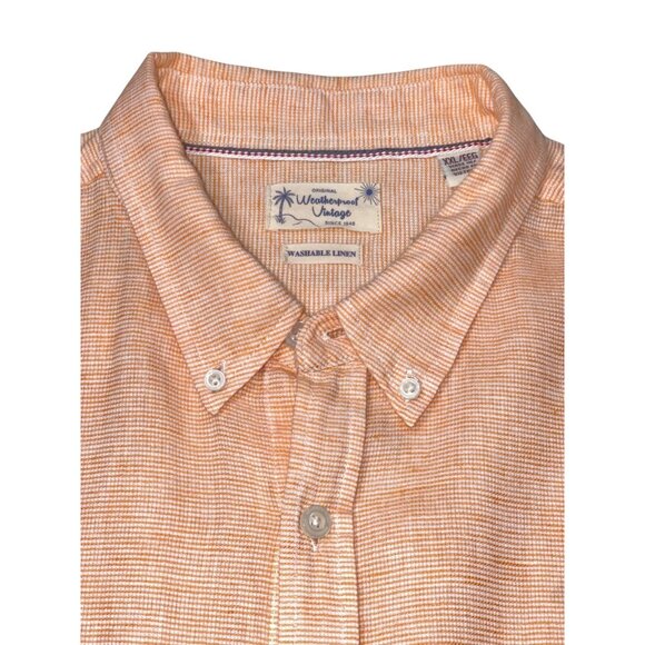 Weatherproof Vintage Men’s Linen Cotton Camp Shirt – Size XXL – Orange - Picture 4 of 5
